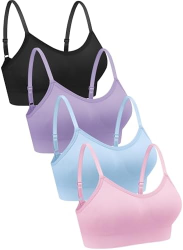 4 Pieces Neck Bralettes Wireless Sports Cami Bra Tank Top for Women