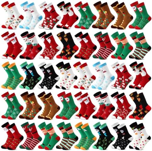 40 Pairs Christmas Funny Crew Socks Bulk