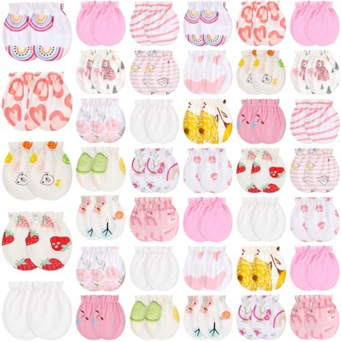 40 Pairs Newborn Mittens No Scratch 0-6M