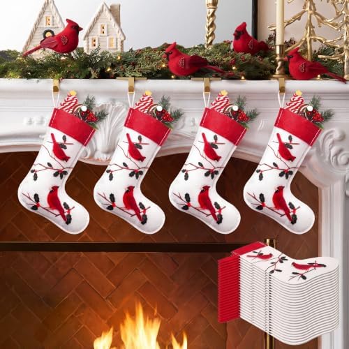 48 Pcs Mini Christmas Stockings Bulk 5 Inch Cardinal Xmas Stockings