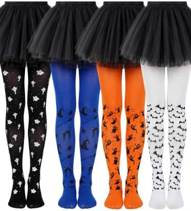 4Pair Halloween Thigh High Stockings Over Knee Ghosts and Cats