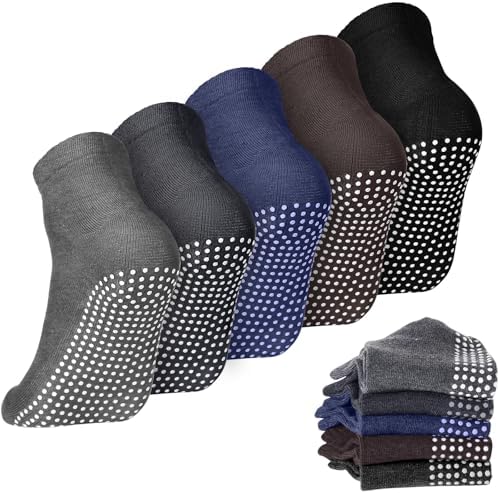 5 Pairs Non Slip Socks for Men Women Grip Socks 3Color