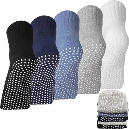 5 Pairs Non Slip Socks for Yoga Pilates Barre