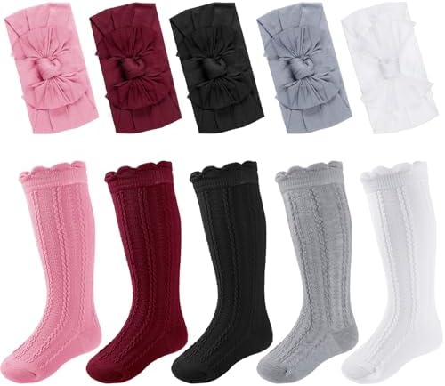 5 Set Baby Girl Knee High Socks