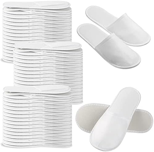 50 Pairs Disposable Slippers Non-Slip Unisex Brushed Linen Slippers for