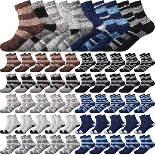 50 Pairs Men Fuzzy Socks Fluffy Slipper Warm