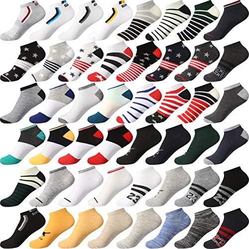 50 Pairs Men Low Cut Ankle Socks No-Show Socks Anti-slid Athletic Casual