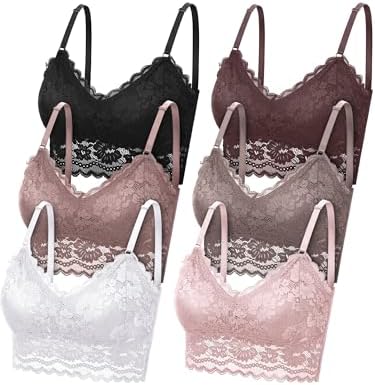6 Pack Women's Lace Bralette Cami Bras