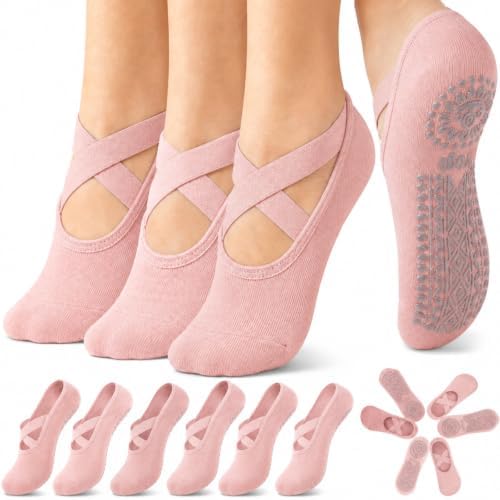 6 Pair Ballet Pilates Yoga Socks for Women Non Slip
