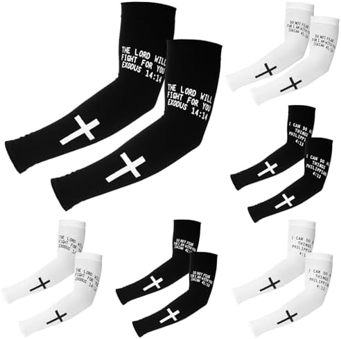 6 Pairs Cooling Arm Sleeves Cross Faith Cover Sleeve Jesus Bible Verses