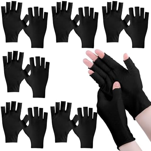 6 Pairs Cotton Fingerless Gloves for Women Half Finger Touch