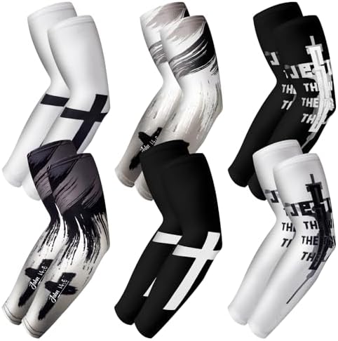 6 Pairs Faith Cross Arm Sleeve Youth Ice Cream Drip Baseball Sun