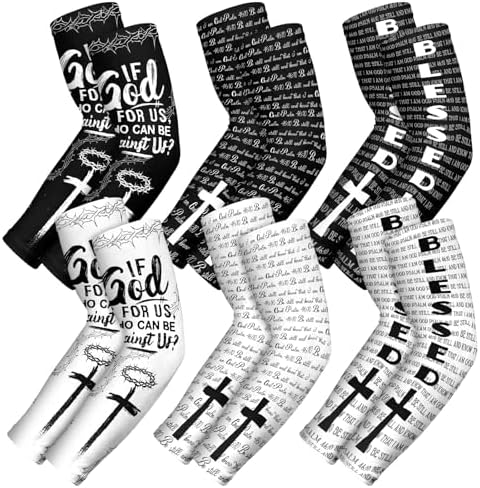 6 Pairs Faith Protection Compression Basketball Football Arm Sleeve S