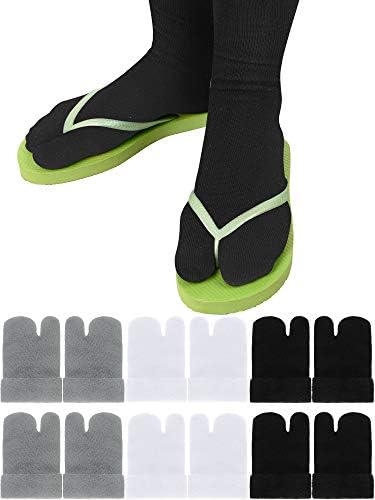 6 Pairs Flip Flop Socks Tabi Split Toe Socks Elastic Socks for Men Boys