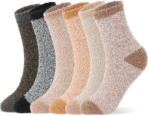 6 Pairs Fuzzy Socks Valentines Gifts for Women Soft Plush Sleeping