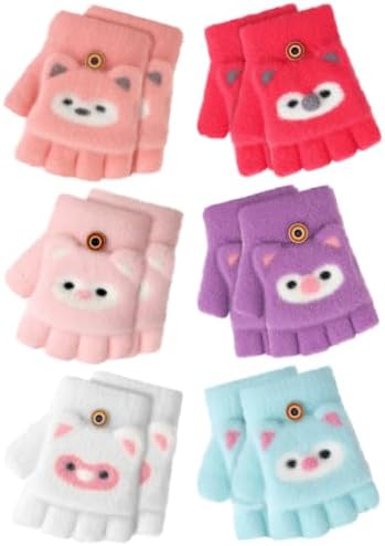 6 Pairs Kids Fingerless Gloves