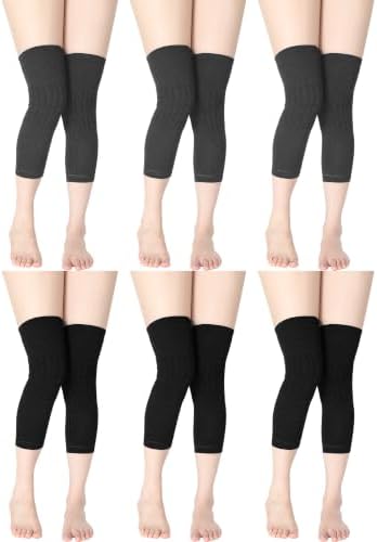 6 Pairs Long Knee Warmers for Women Men 2Color