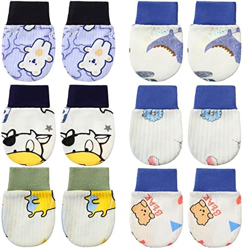 6 Pairs Newborn Baby Mittens No Scratch Gloves Infant Toddler Anti