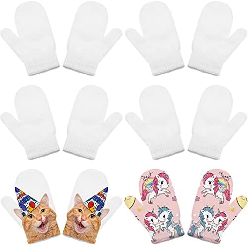 6 Pairs Sublimation Full Finger Mittens Knitted Gloves Winter Warm Kid
