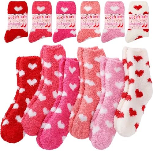 6 Pairs Valentine's Day Fuzzy Socks for Women