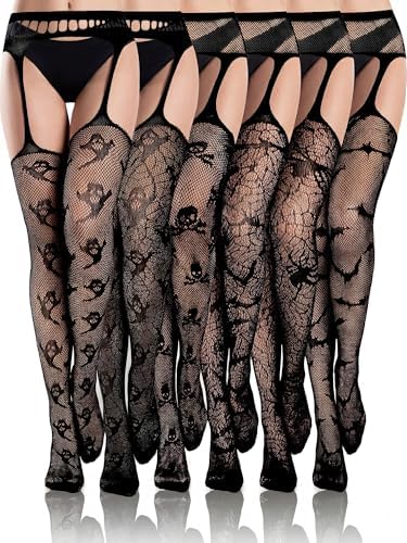 6 Pairs Women Fishnet Thigh High Stockings Suspender Pantyhose Lingerie