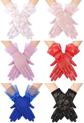 6 Pairs Women Lace Gloves Wedding Tea Party Gloves