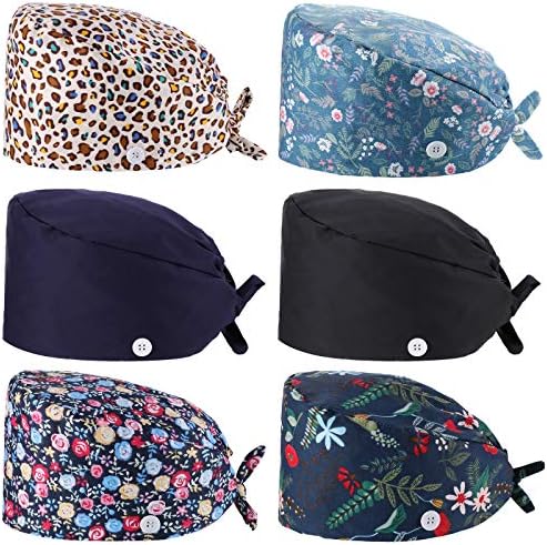 6 Pcs Bouffant Scrub Caps Working Surgical Cap
