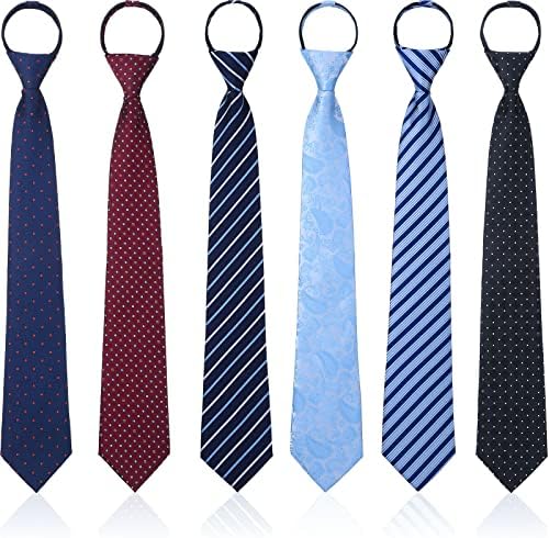6 Pcs Boy Tie for Kids Pre-tied Tie 14-16 Years