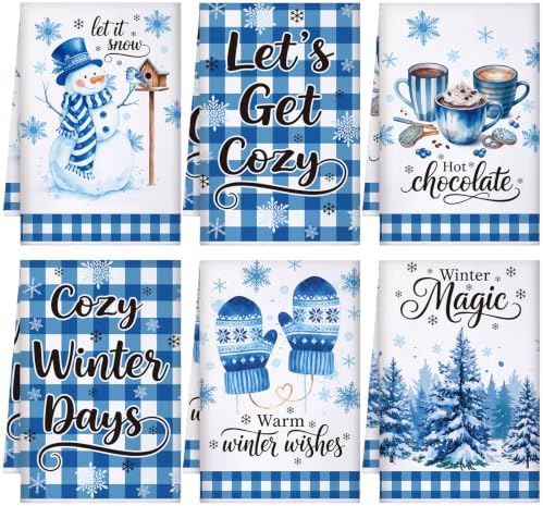 6 Pcs Christmas Kitchen Towels Absorbent Xmas Decor
