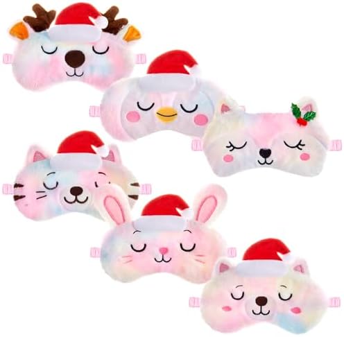 6 Pcs Christmas Sleeping Mask for Kids Girls Eye Mask