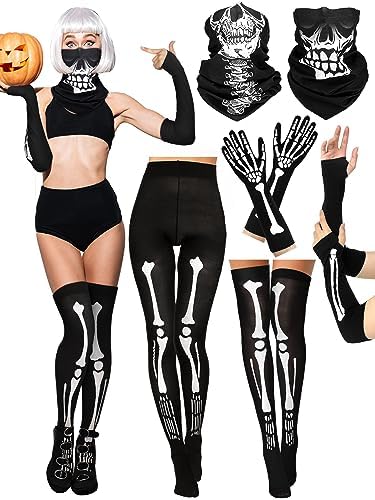 6 Pcs Halloween Skeleton Costume Accessories for Women Classic
