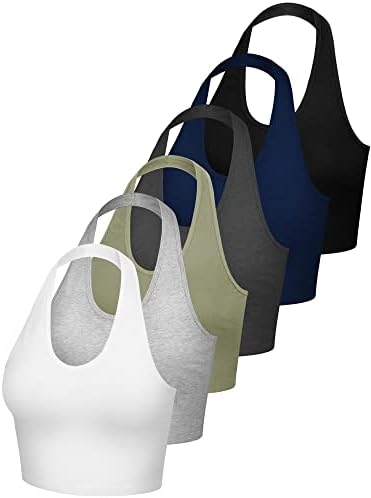 6 Pcs Halter Tops for Women V Neck Backless Sleeveless Tank Vest for