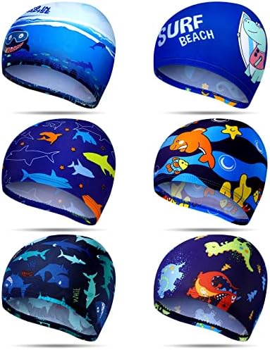 6 Pcs Kids Swim Caps for Boys Girls Swimming Cap for Kids Toddler Swim