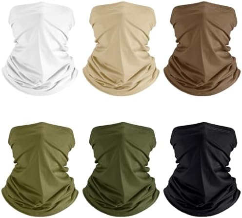 6 Pcs Neck Gaiter Cooling Face Bandana Mask for Men Khaki