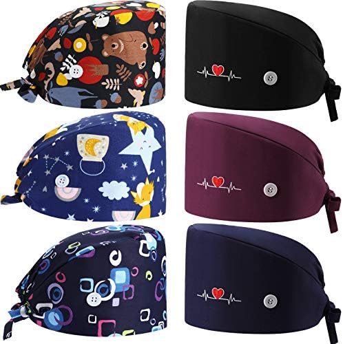 6 Pcs Nurse Working Caps with Button