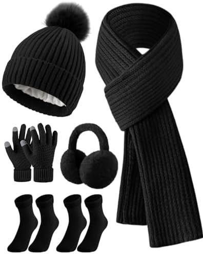 6 Pcs Winter Warm Set for Women Classic Black