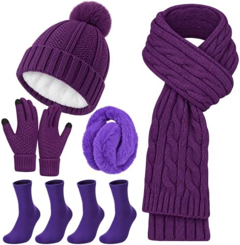 6 Pcs Winter Warm Set for Women Purple Chic