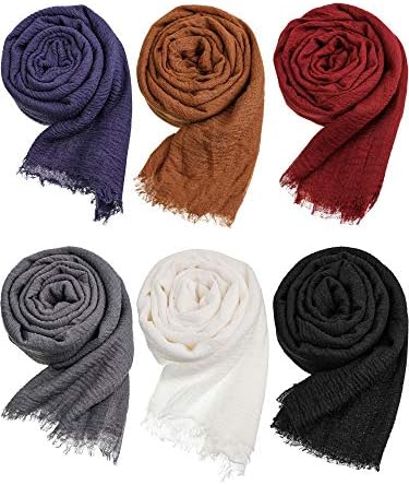 6 Pcs Women Scarf Shawl Hijab Scarves Classic Colors