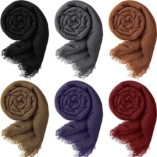 6 Pcs Women Scarf Shawl Hijab Scarves Dark Colors