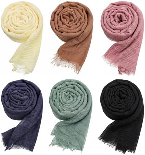 6 Pcs Women Scarf Shawl Hijab Scarves Elegant Tones