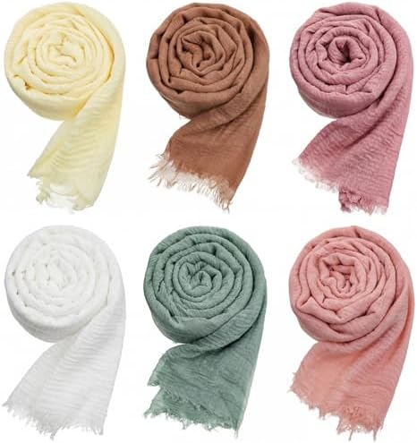 6 Pcs Women Scarf Shawl Hijab Scarves Pastel Tones