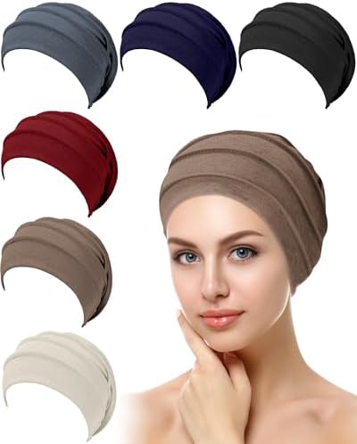 6 Pieces Chemo Headwear Caps for Women Multicolor Elegant