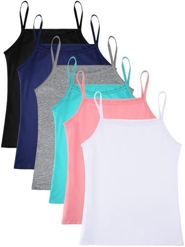 6 Pieces Girls Tank Top Sleeveless Racer Back Top Camisole Cami