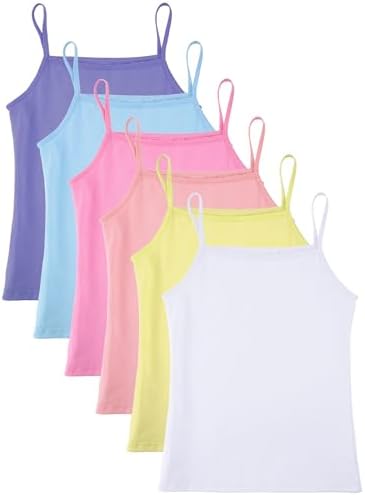 6 Pieces Girls Tank Top Sleeveless Racer Undershirts Macaron Colors