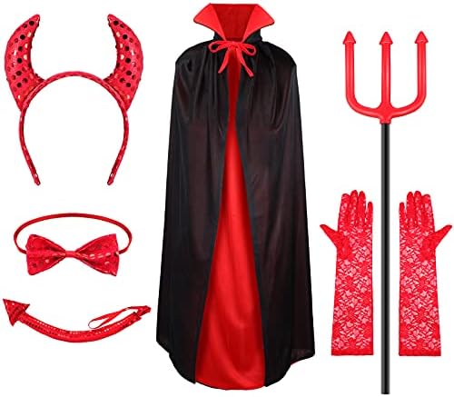 6 Pieces Halloween Devils Costume Set Sequined Cosplay Accessories