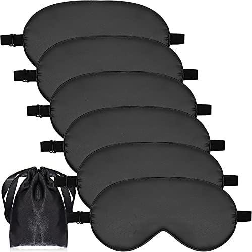 6 Pieces Natural Silk Sleep Mask Soft Eye Mask Adjustable Strap
