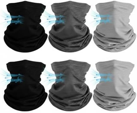 6 Pieces Neck Gaiter for Men Face Bandana Mask 2Color