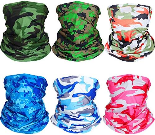 6 Pieces Neck Gaiter for Men Face Bandana Mask Camouflage Colors