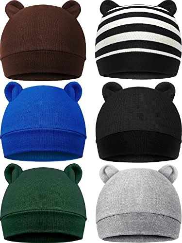 6 Pieces Newborn Baby Hat for Baby Boys Girls Earthy Tones
