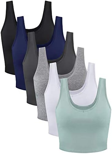 6 Pieces Women Basic Crop Tank Tops Sleeveless Sports Crop Top(Adorable